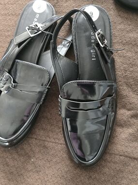 Madden Girl Black Patent Slingback Loafers